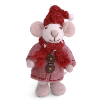Mini White Girly Mouse w/Coat