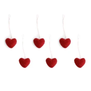 Mini Hearts w/string - Red - Set of 6