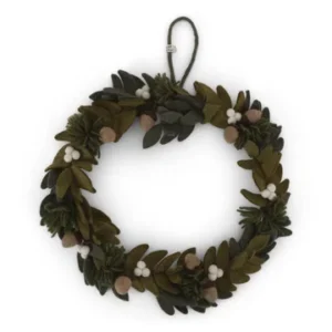 Wreath w/White Berries & Acorns w/Hanger