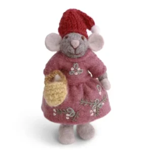 Small Grey Girly Mouse w/Purse
