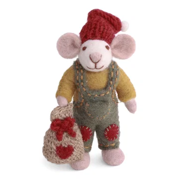 Small White Boy Mouse w/Gift Bag